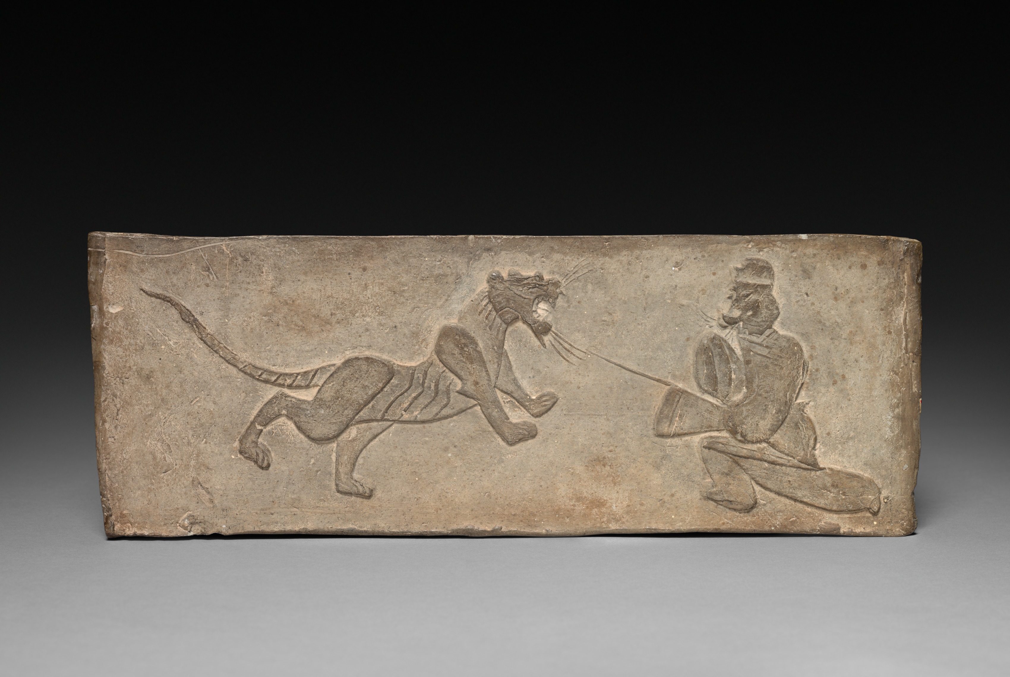 Panel from Model Cooking Stove: Lancer Jousting with a Tiger, Unknown