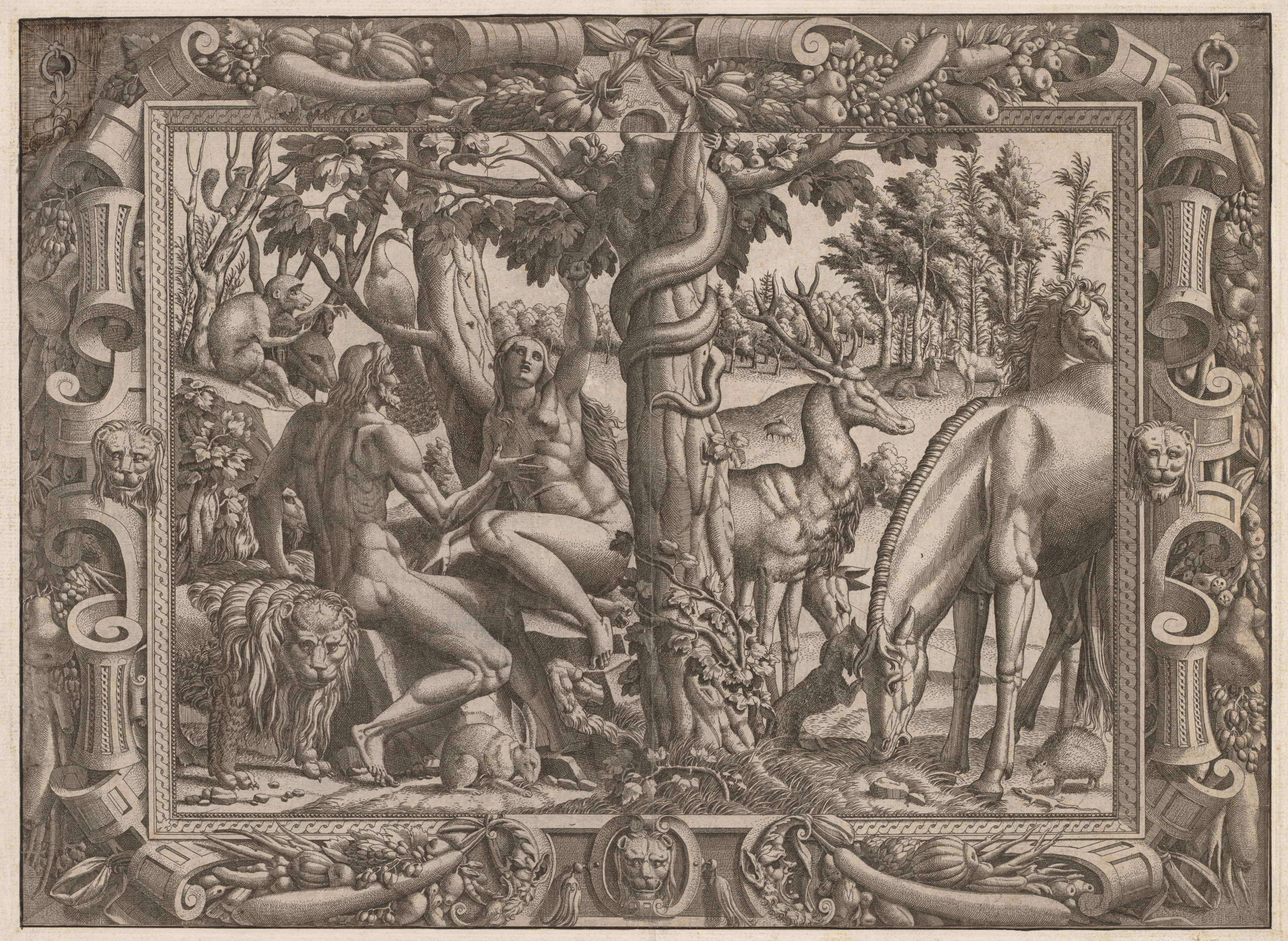 The Temptation of Eve, Jean Mignon (French, active c. 1535–55); Luca Penni (Italian, 1500/04–1557)