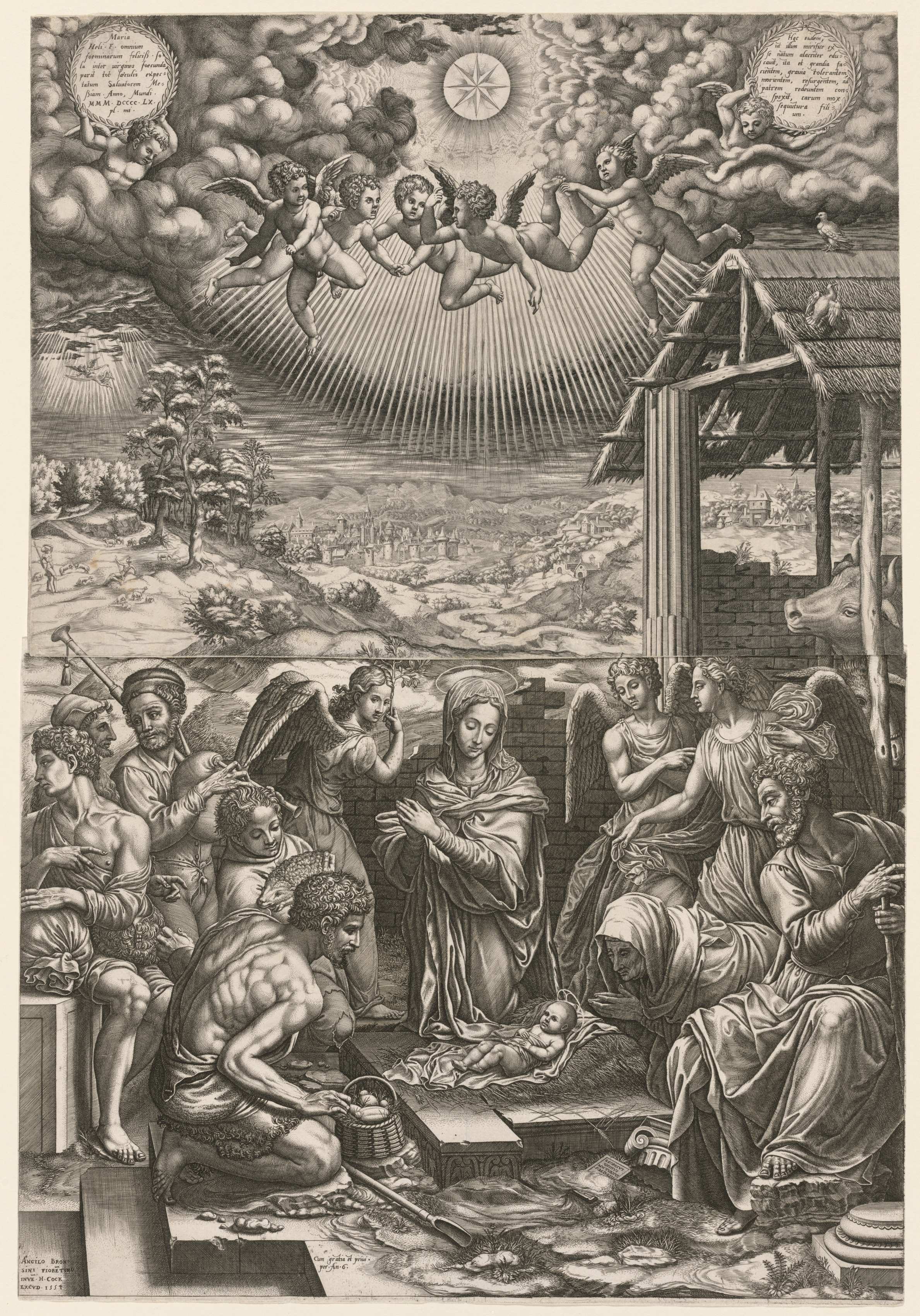 The Nativity, Giorgio Ghisi (Italian, 1520–1582); Hieronymus Cock; Agnolo Bronzino (Italian, 1503–1572)