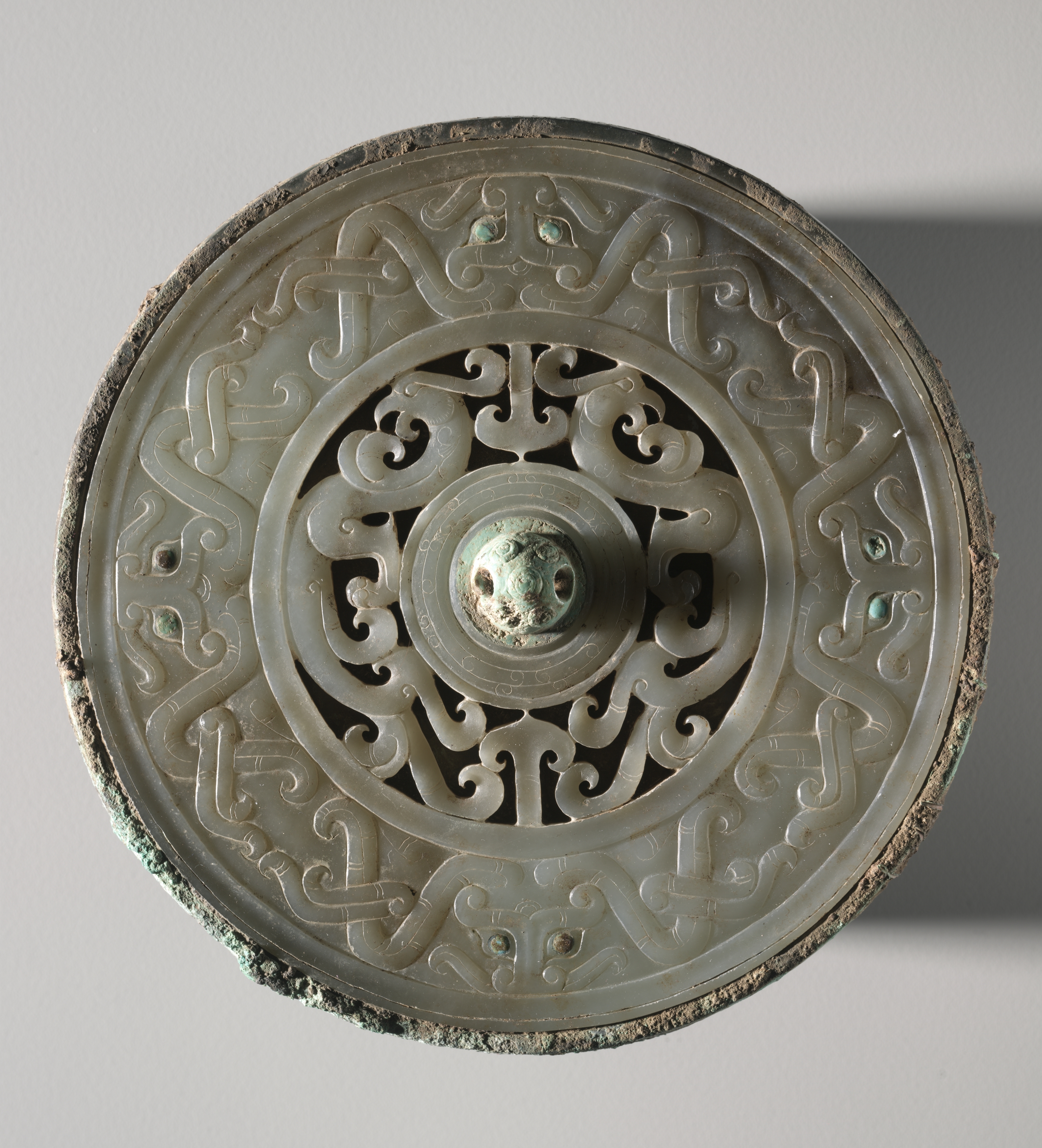 Mirror with Jade Disk Inset, Unknown