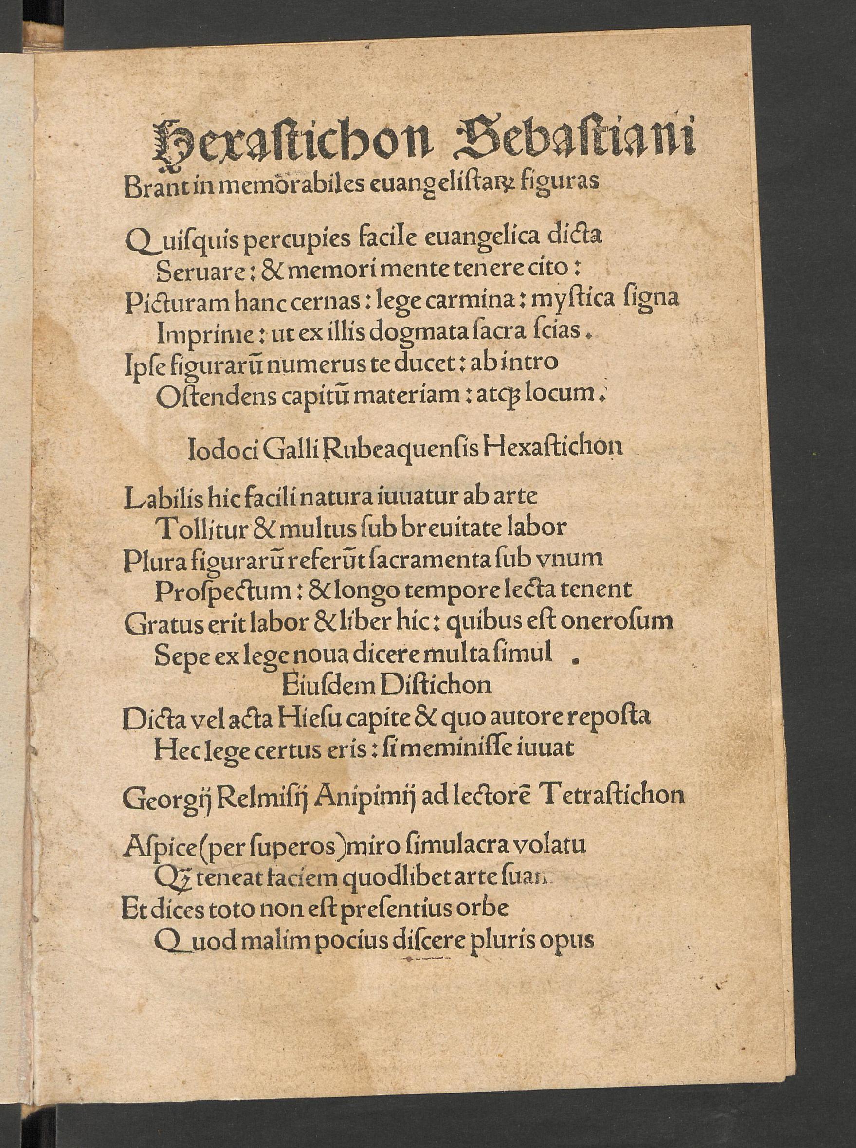 Hexastichon Sebastiani Brant in memorabiles evangelistarum figuras : quisquis percupies facile evangelica dicta servare & memori mente tenere cito ..., Petrus