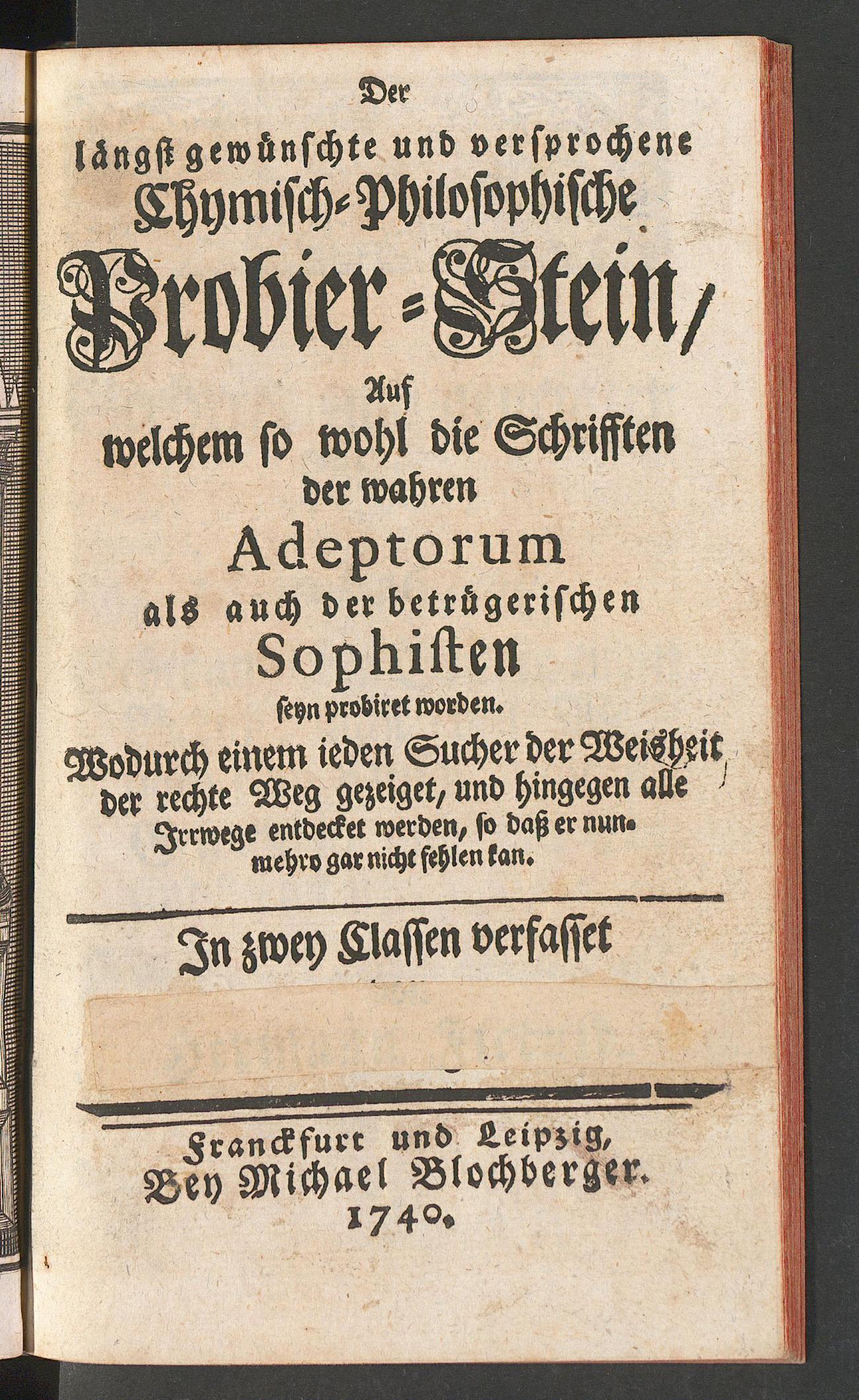 Der längst gewünschte und versprochene chymisch-philosophische Probier-Stein, Fictuld, Hermann