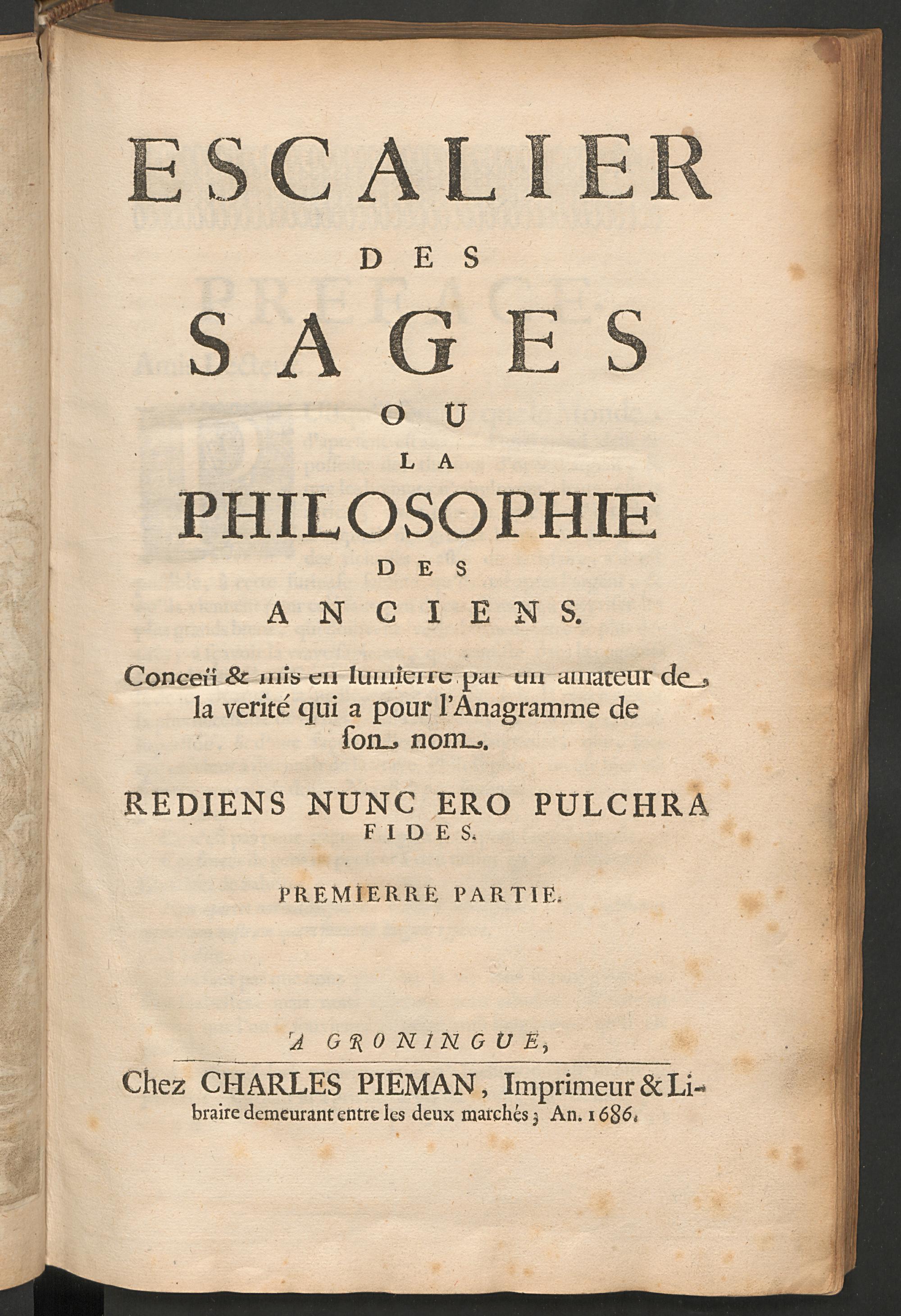 Escalier des sages ou la philosophie des anciens, Coenders van Helpen, Barent