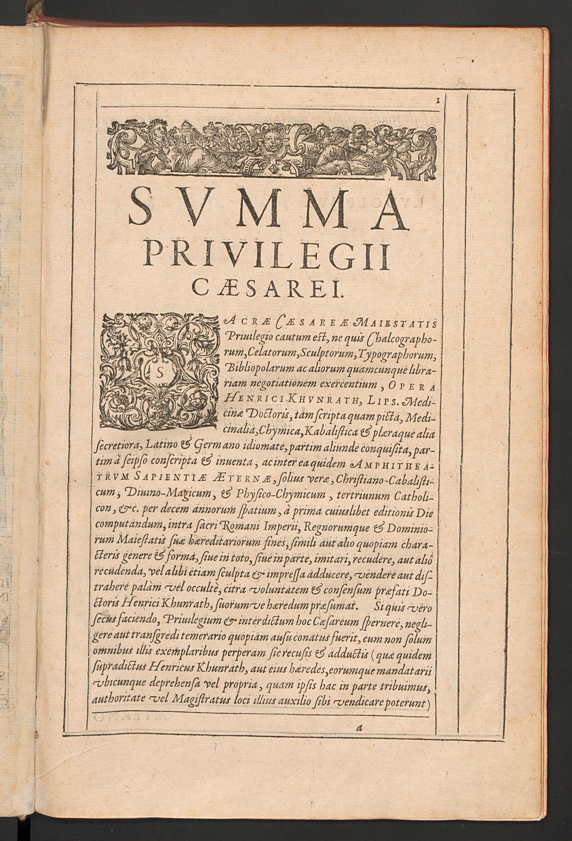 Amphitheatrum sapientiae aeternae, page 1, Khunrath, Heinrich