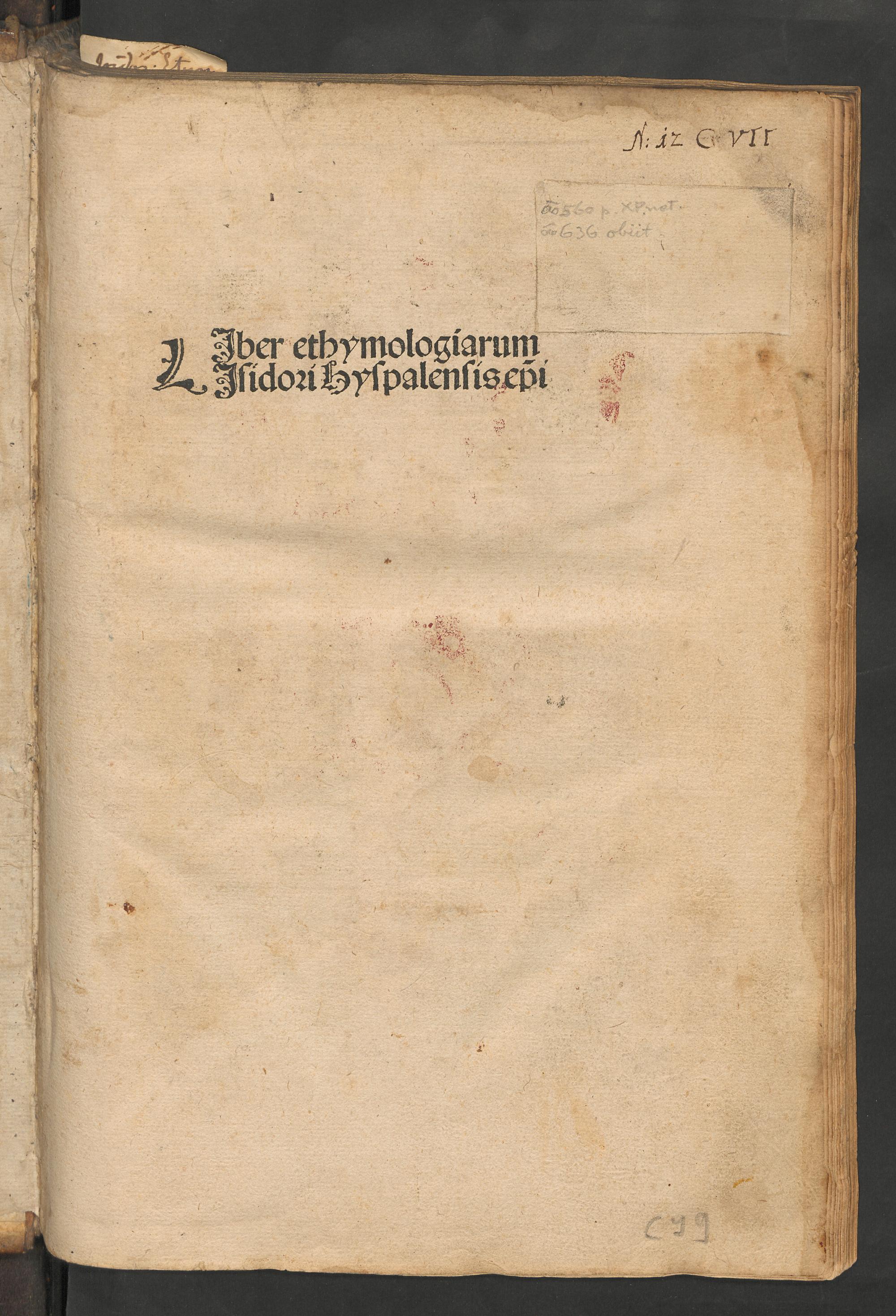 Liber ethymologiarum Isidori Hyspalensis episcopi, Isidorus