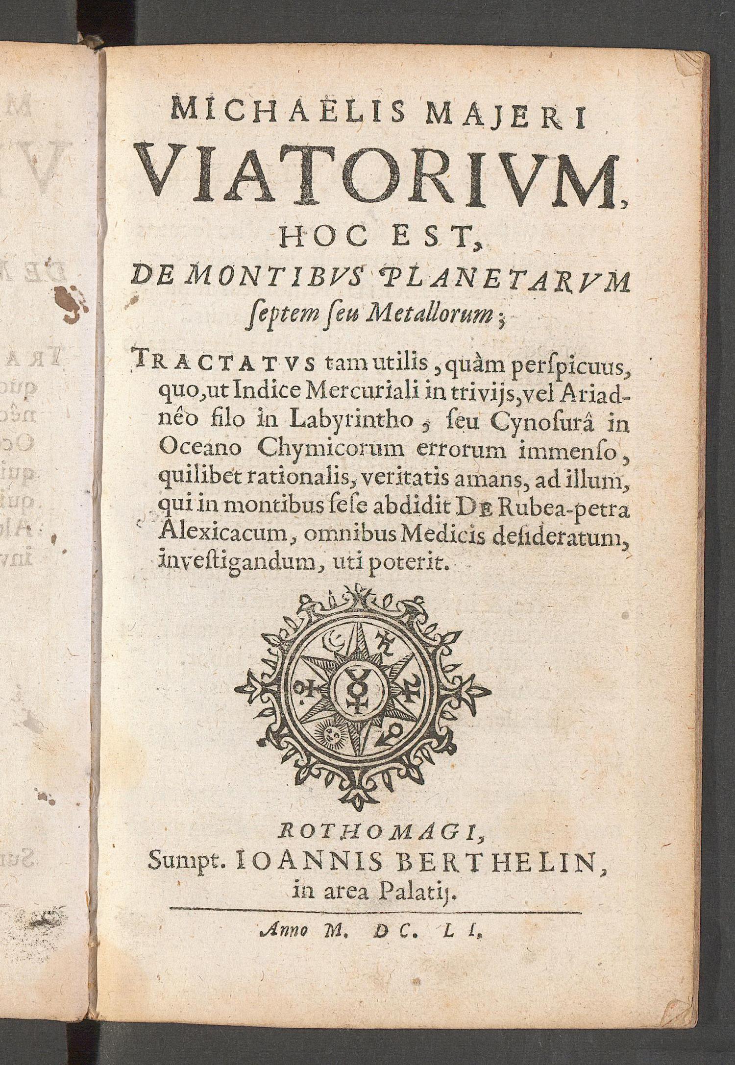 Michaelis Maieri viatorium, hoc est, de montibus planetarum septem, seu metallorum, Maier, Michael