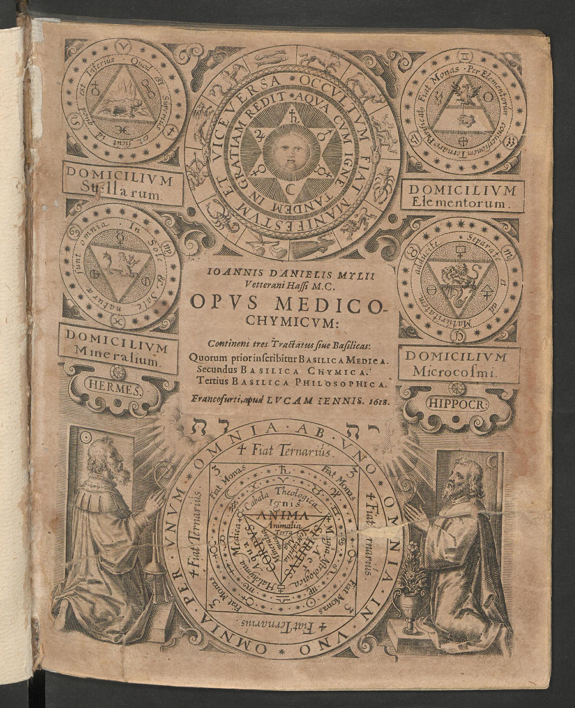 Ioannis Danielis Mylii ... Opus medico-chymicum : continens tres tractatus sive basilicas: quorum prior inscribitur basilica medica, secundus basilica chymica, tertius basilica philosophica, Mylius Johann Daniel