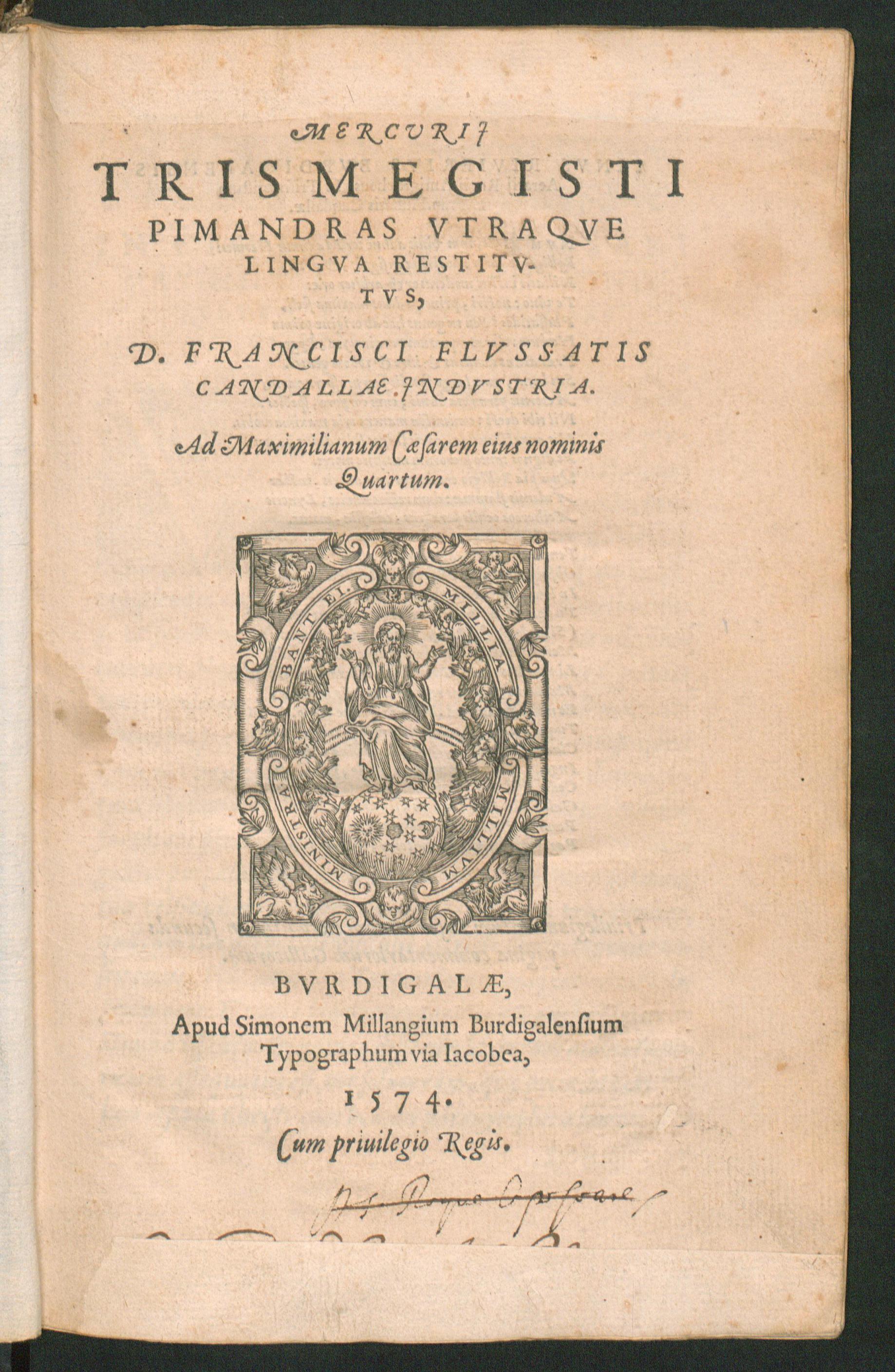 Mercurii Trismegisti Pimandras utraque lingua restitutus, Hermes