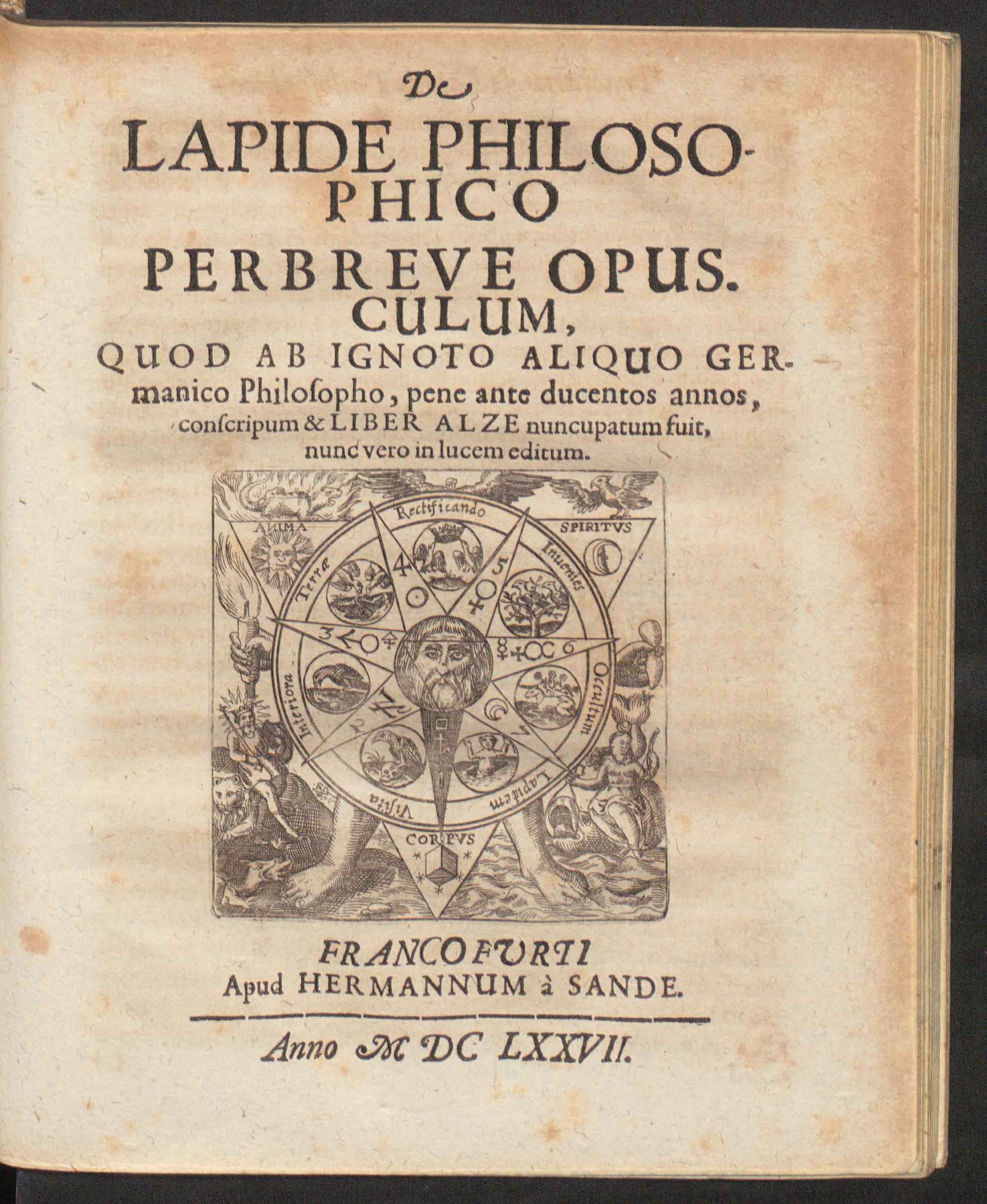 Musaeum hermeticum reformatum et amplificatum, omnes sopho-spagyricae artis discipulos fidelissime erudiens, quo pacto summa illa veraque lapidis philosophici medicina, qua res omnes qualemcunque defectum patientes, instaurantur, inveniri & haberi queat : continens tractatus chimicos XXI. Praestantissimos, quorum nomina & seriem versa pagella indicabit; in gratiam filiorum doctrinae, quibus Germanicum idioma ignotum est, Latina lingua ornatum / De lapide philosophico per breve opusculum, quod ab ignoto aliquo Germanico philosopho, pene ante ducentos annos, conscriptum & liber alze nuncupatum fuit, nunc vero in lucem editum, Unknown