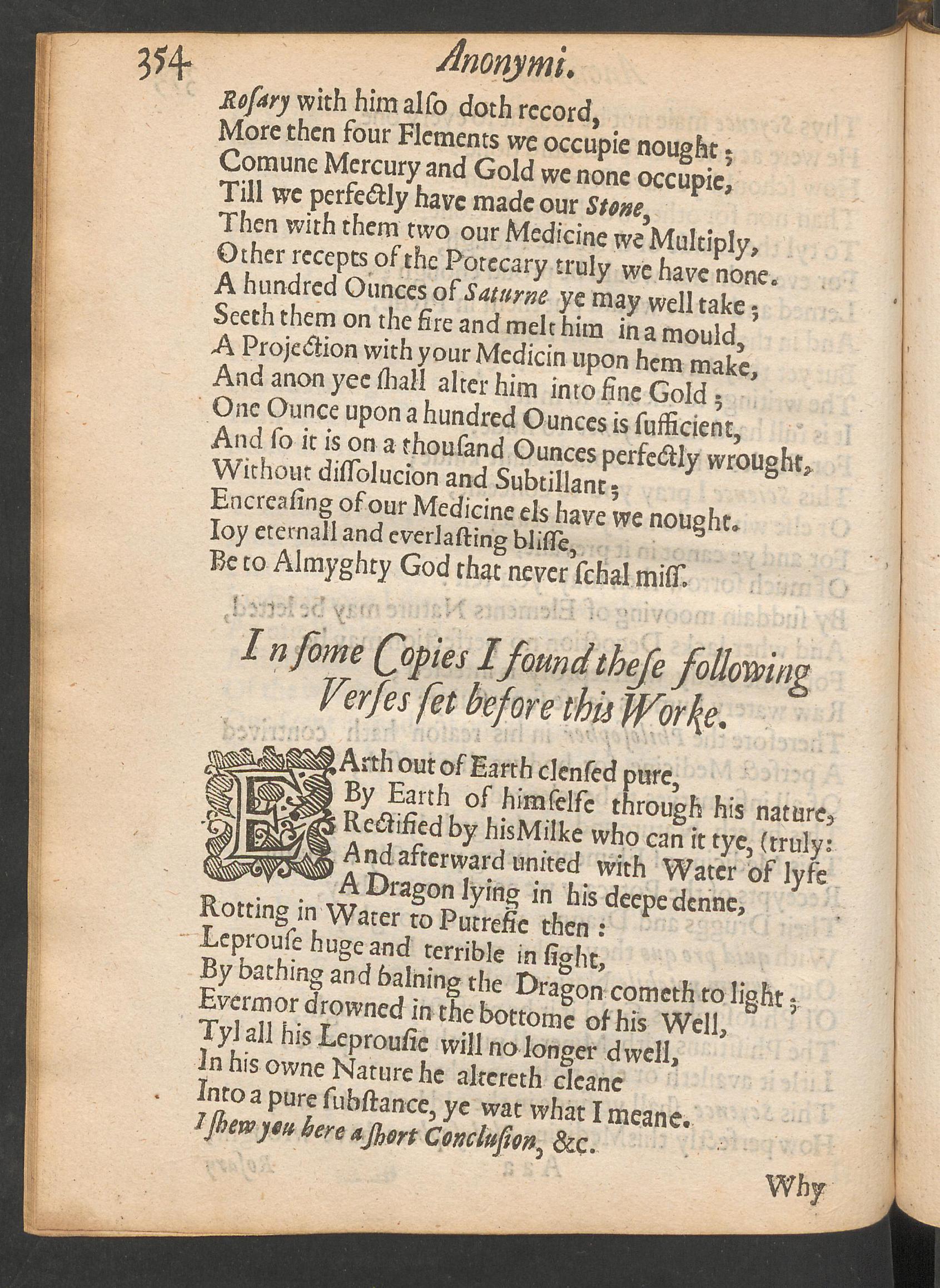 Theatrum chemicum Britannicum, page 354, Ashmole, Elias