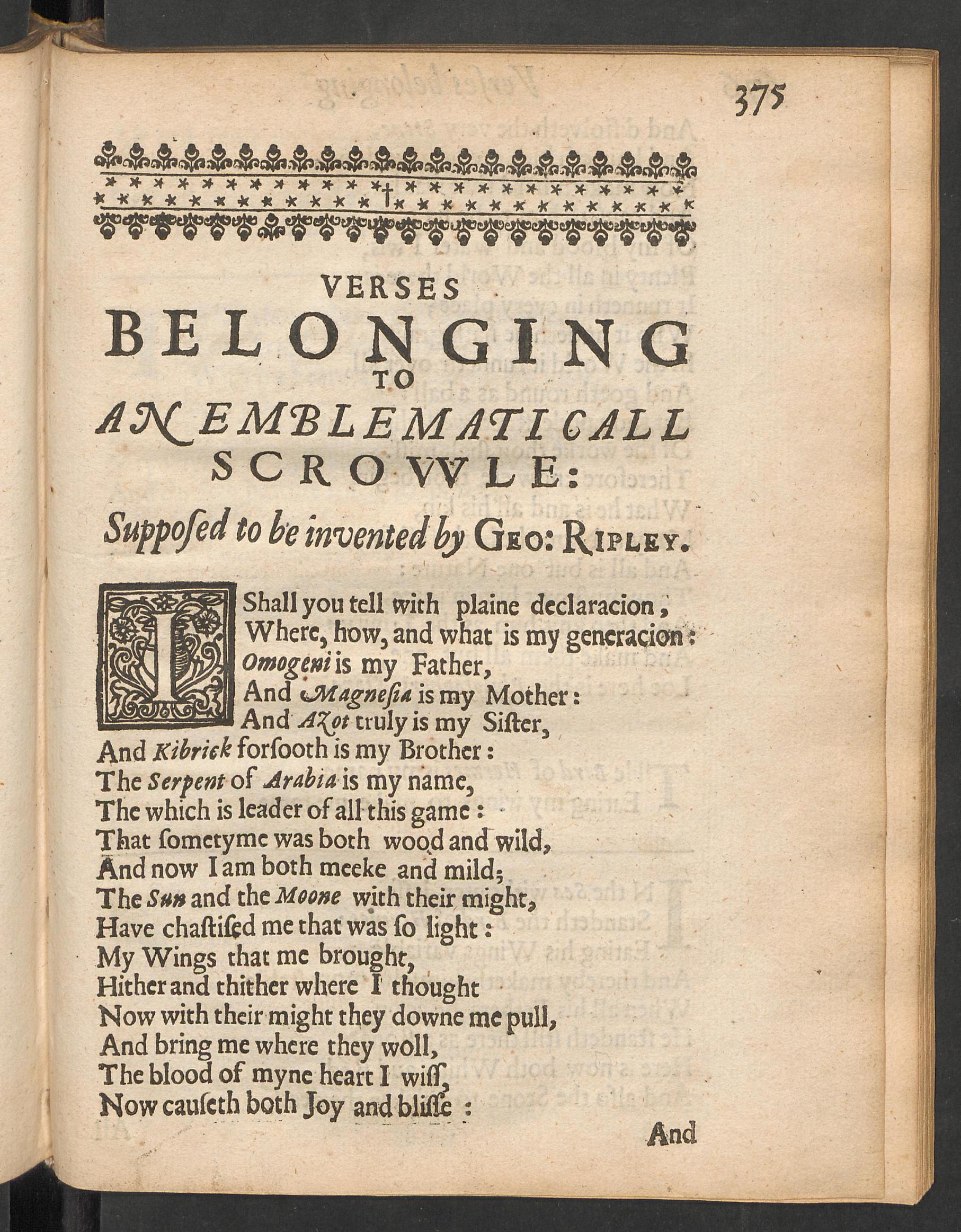 Theatrum chemicum Britannicum, page 375, Ashmole, Elias