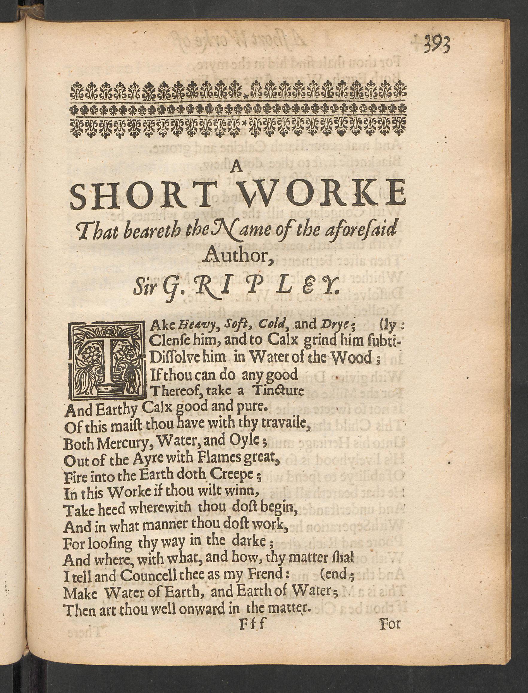 Theatrum chemicum Britannicum, page 393, Ashmole, Elias