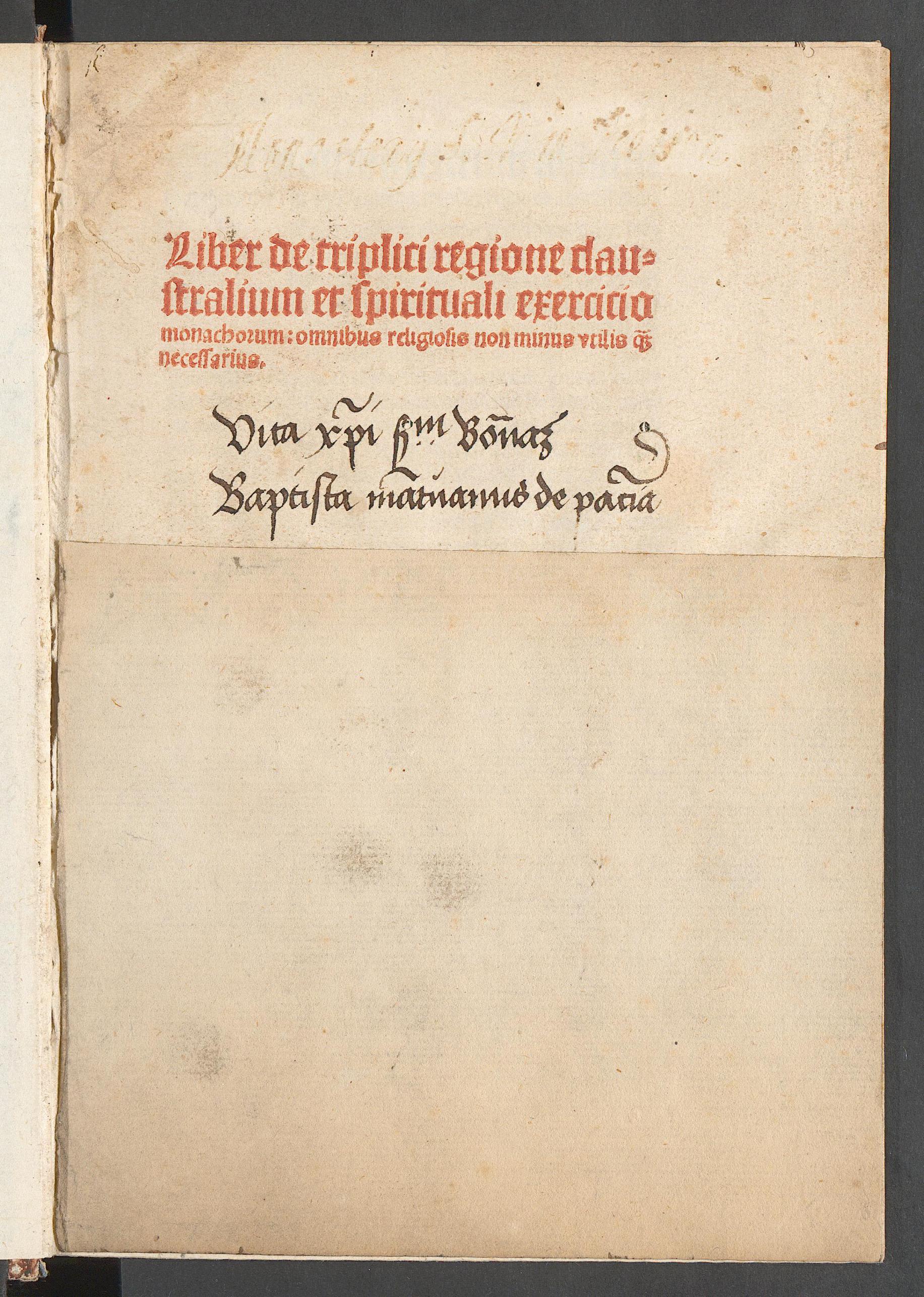 De triplici regione claustralium et spirituali exercitio monachorum ..., Trithemius, Johannes