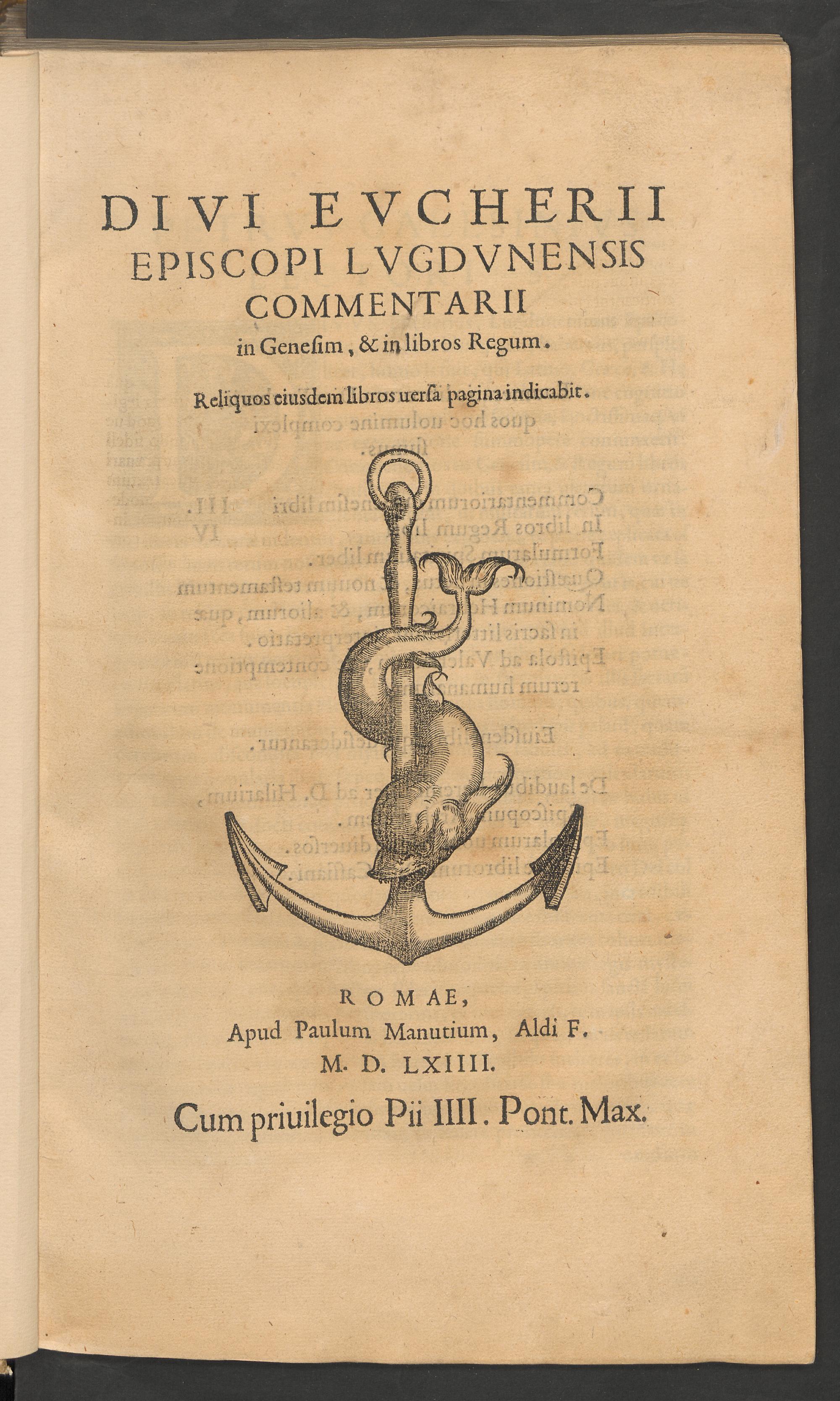 Divi Eucherii episcopi Lugdunensis commentarii in genesim, & in libros regum ..., Eucherius Lugdunensis