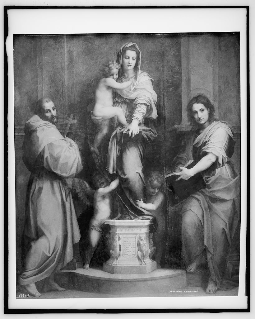 [Nativity with male saint and St. Elizabeth], Sarto, Andrea del, 1486-1530, artist; Detroit Publishing Co., copyright claimant; Detroit Publishing Co., publisher