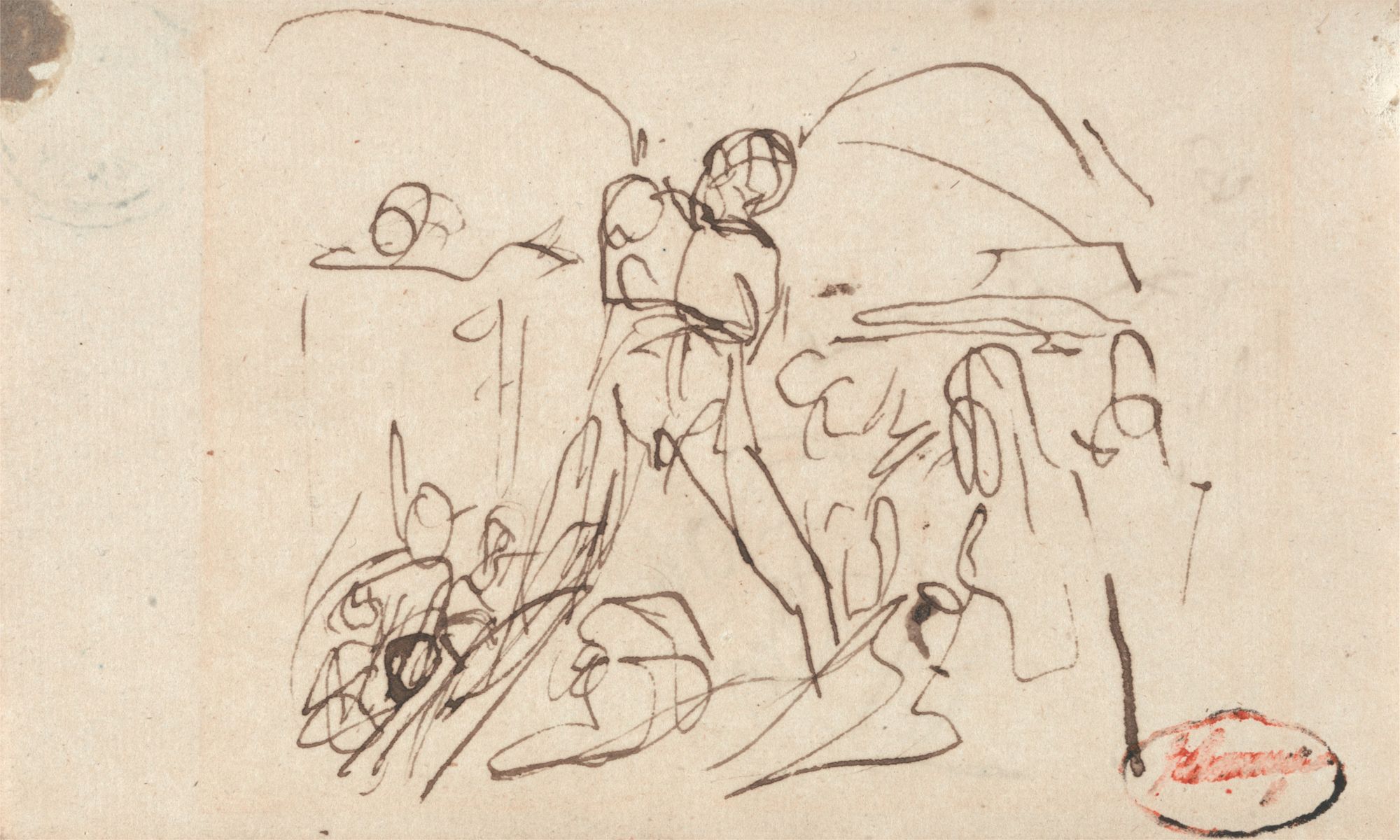 Figure Composition; possibly Samson and Delilah, George Romney
